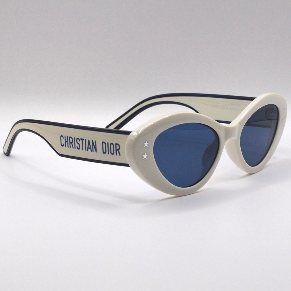 Christian Dior Women Cat Eye Sunglasses | White Blue | New | No Box | No Tags